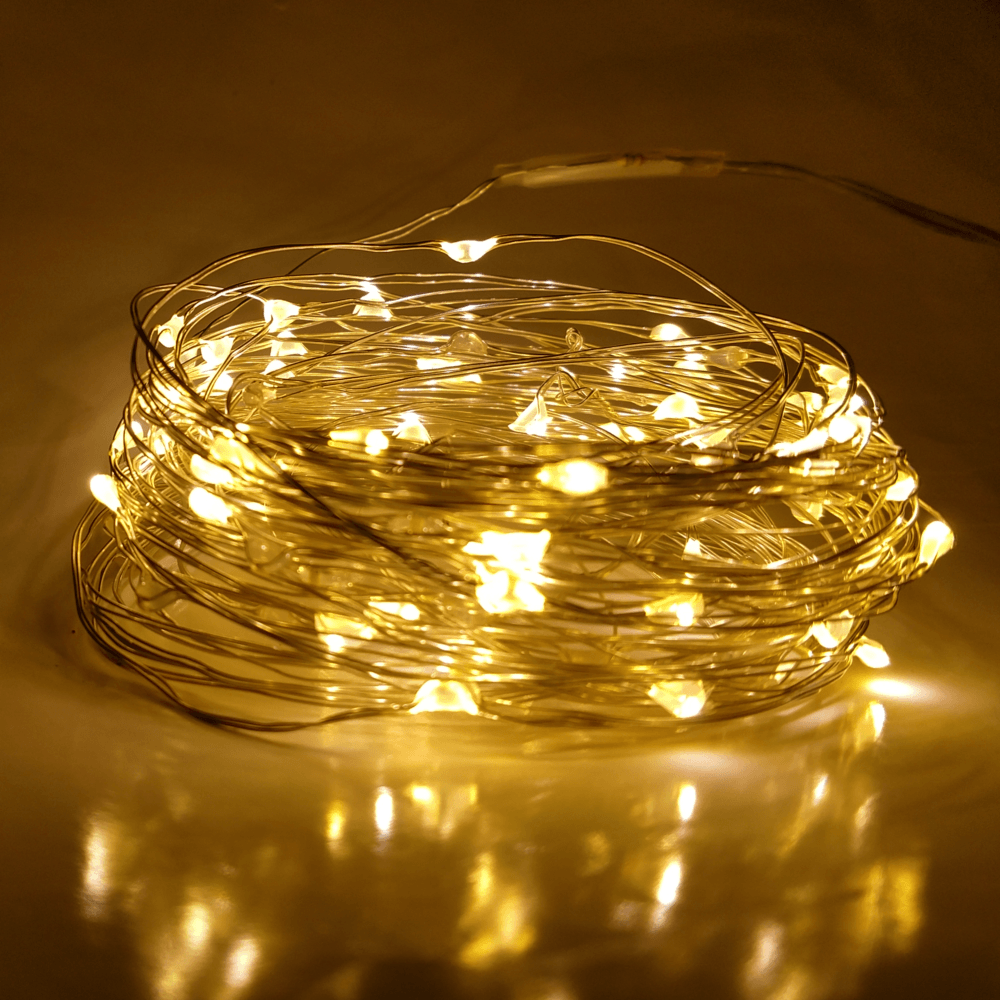 33 Foot - Plug in LED Fairy Lights- 100 Yellow Micro LED Lights on