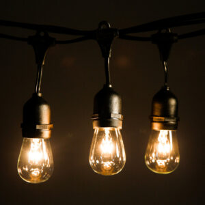 E26 Commercial String Lights Set with Suspended S14 Clear Bulbs