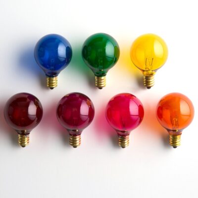 G40 Assorted Clear Mix C7 (E12) Base Light Bulbs (R,O,Y,G,B)