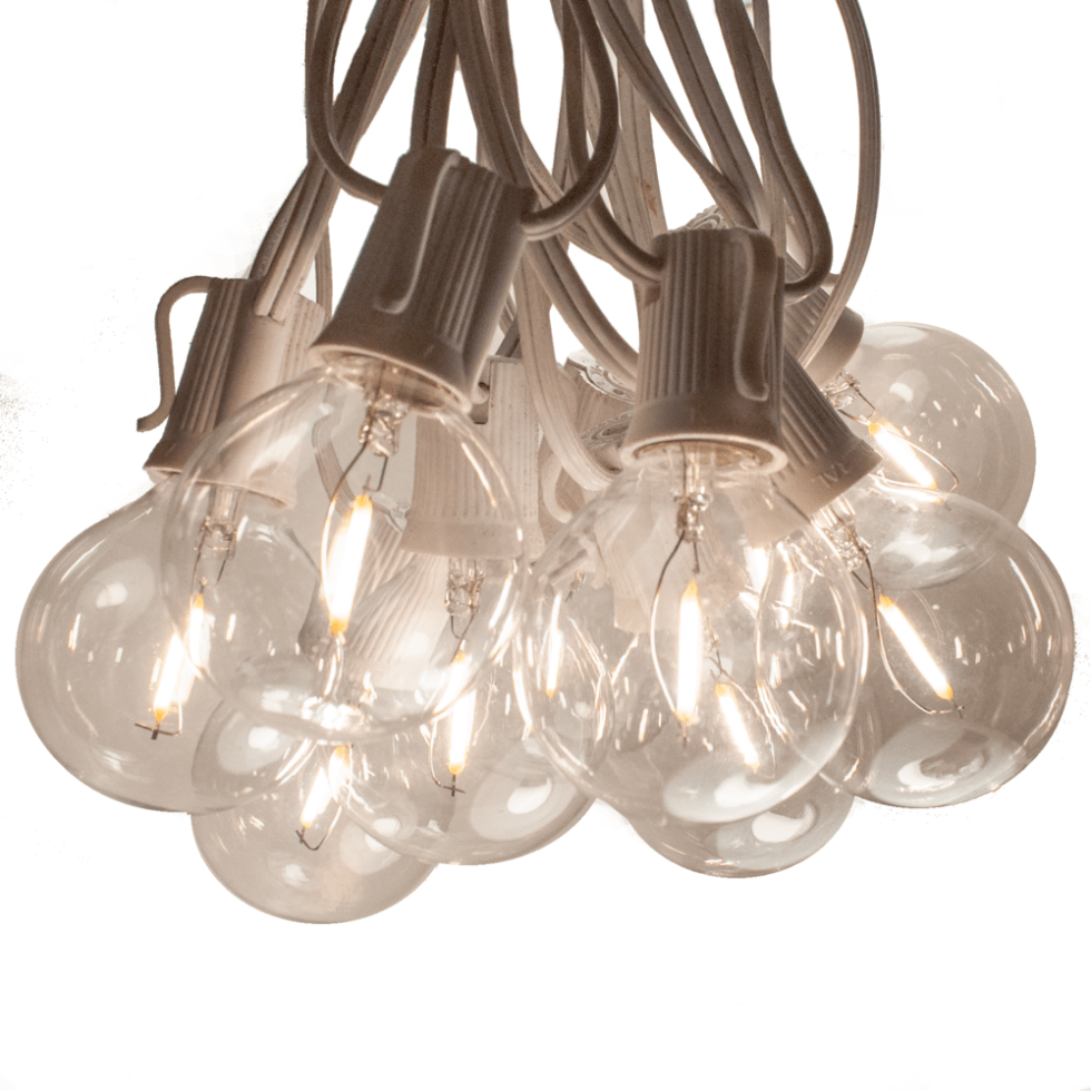 G50 Filament Globe String Lights LED Set with White Wire