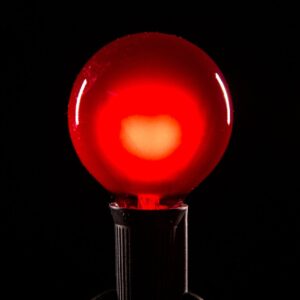 (Box of 25) G50 RED SATIN C9 (E17) Base Light Bulbs
