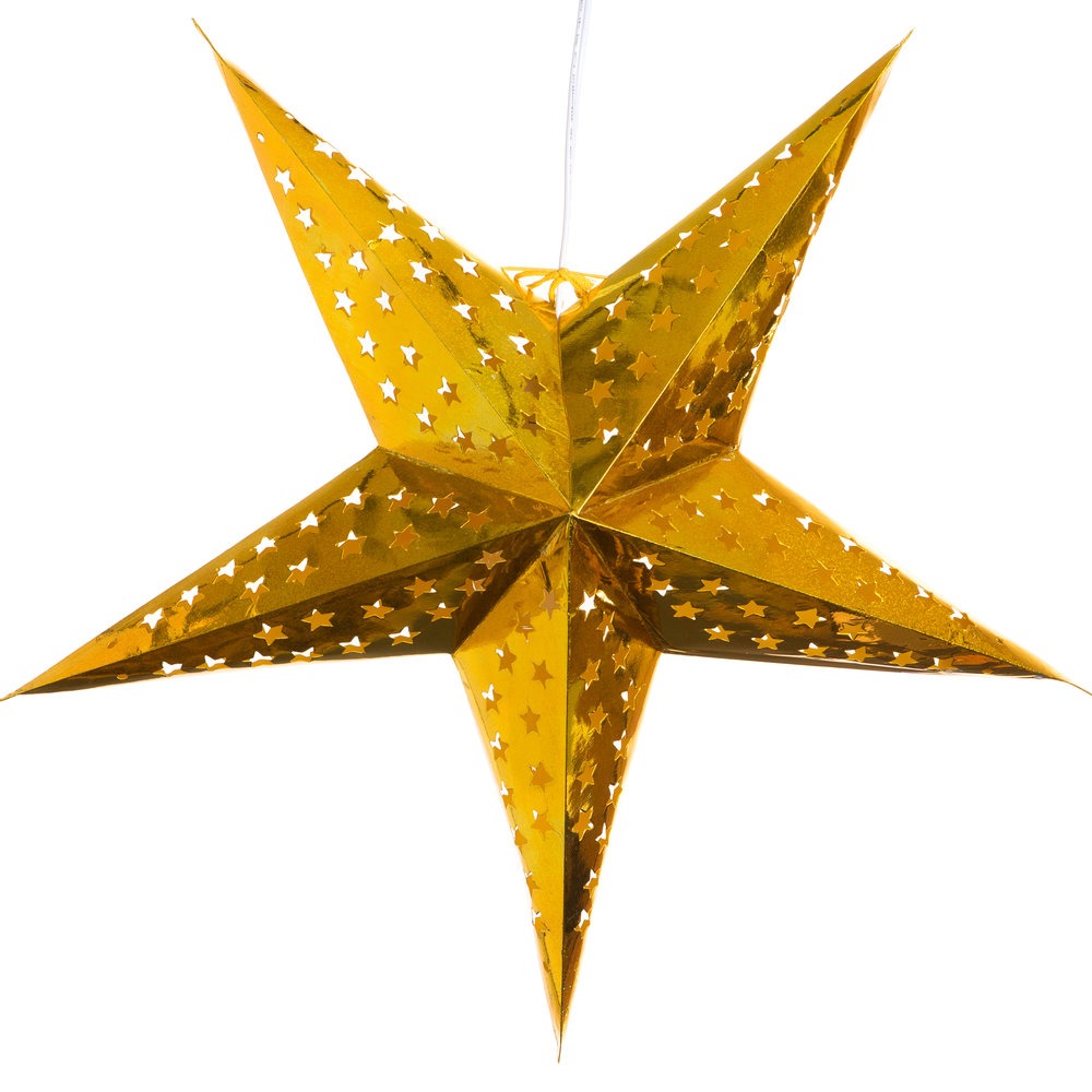 Hologram Gold Paper Star Lantern with 12 Foot Power Cord Included