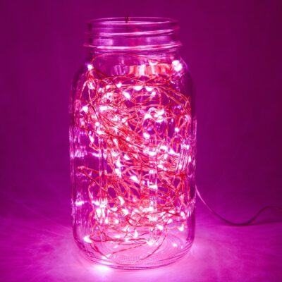33 Foot - Plug in LED Fairy Lights- 100 Pink Micro LED Lights on