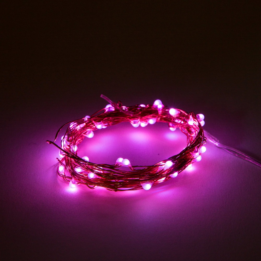 33 Foot - Plug in LED Fairy Lights- 100 Pink Micro LED Lights on Copper  Wire - Hometown Evolution Inc.
