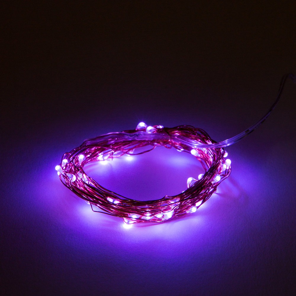 6 Foot - Operated Fairy Lights - with 20 Purple Micro Lights on Copper Wire - Hometown Evolution Inc.