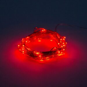 6 Foot - Battery Operated LED Fairy Lights - Waterproof with 20 Red Micro LED Lights on Copper Wire