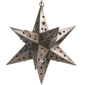 16" Tin Star Light with Star Cutouts and Marbles