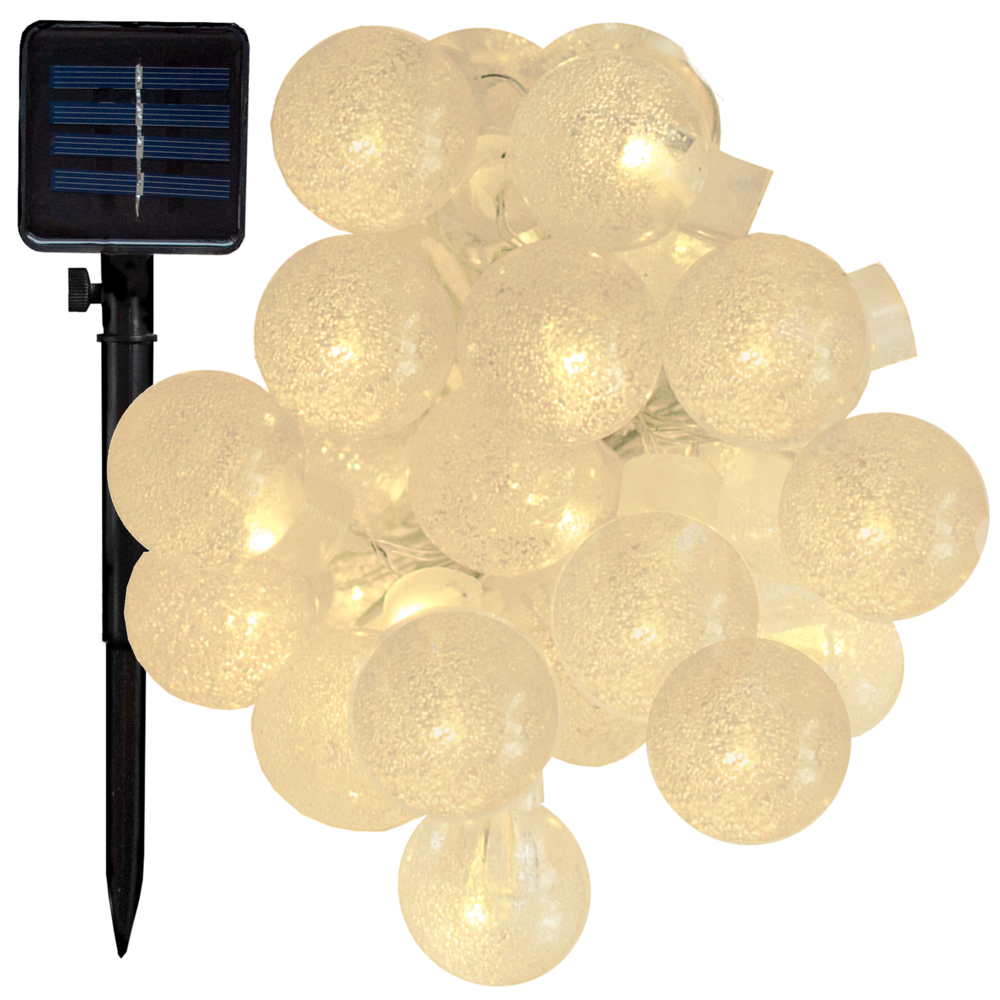 Solar Powered Air Bubble String Lights - 100 LED Warm White, 8 Modes