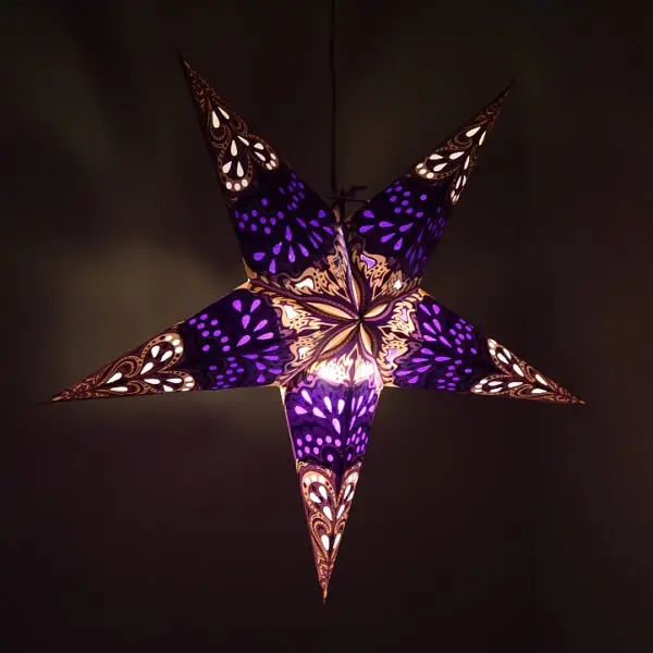 (S254) Purple Charm Paper Star Lantern - Image 3