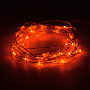 16.5 Foot - Battery Operated LED Fairy Lights - Waterproof with 50 Orange Micro LED Lights on Silver Wire