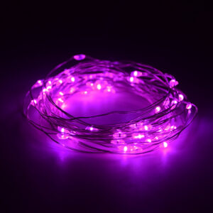 16.5 Foot - Battery Operated LED Fairy Lights - Waterproof with 50 Pink Micro LED Lights on Silver Wire