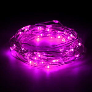 16.5 Foot - Battery Operated LED Fairy Lights - Waterproof with 50 Pink Micro LED Lights on Silver Wire