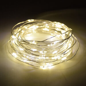 16.5 Foot - Plug in LED Fairy Lights - 50 Warm White Micro LED Lights on Silver Wire