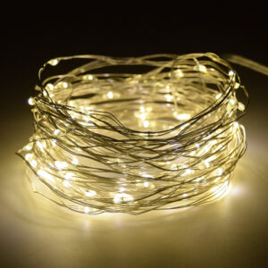 33 Foot - Plug in LED Fairy Lights - 100 Warm White Micro LED Lights on Silver Wire