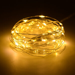 33 Foot - Plug in LED Fairy Lights- 100 Yellow Micro LED Lights on Silver Wire
