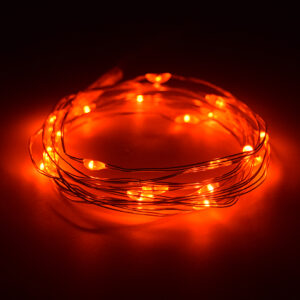 6 Foot - Battery Operated LED Fairy Lights - Waterproof with 20 Orange Micro LED Lights on Silver Wire