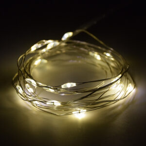 6 Foot - Battery Operated LED Fairy Lights - Waterproof with 20 Warm White Micro LED Lights on Silver Wire