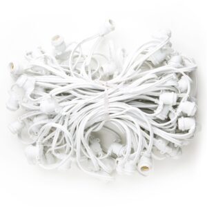 White 100' 80 Socket C9 Commercial Grade Light Strings with 16 Gauge Wire