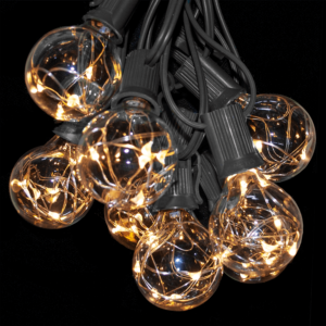 G40 Warm White LED Fairy String Lights Set with Black Wire