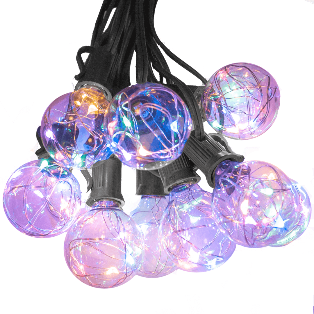 String Light Set G40 Multicolor LED Globe Fairy String Lights Set with Black Wire