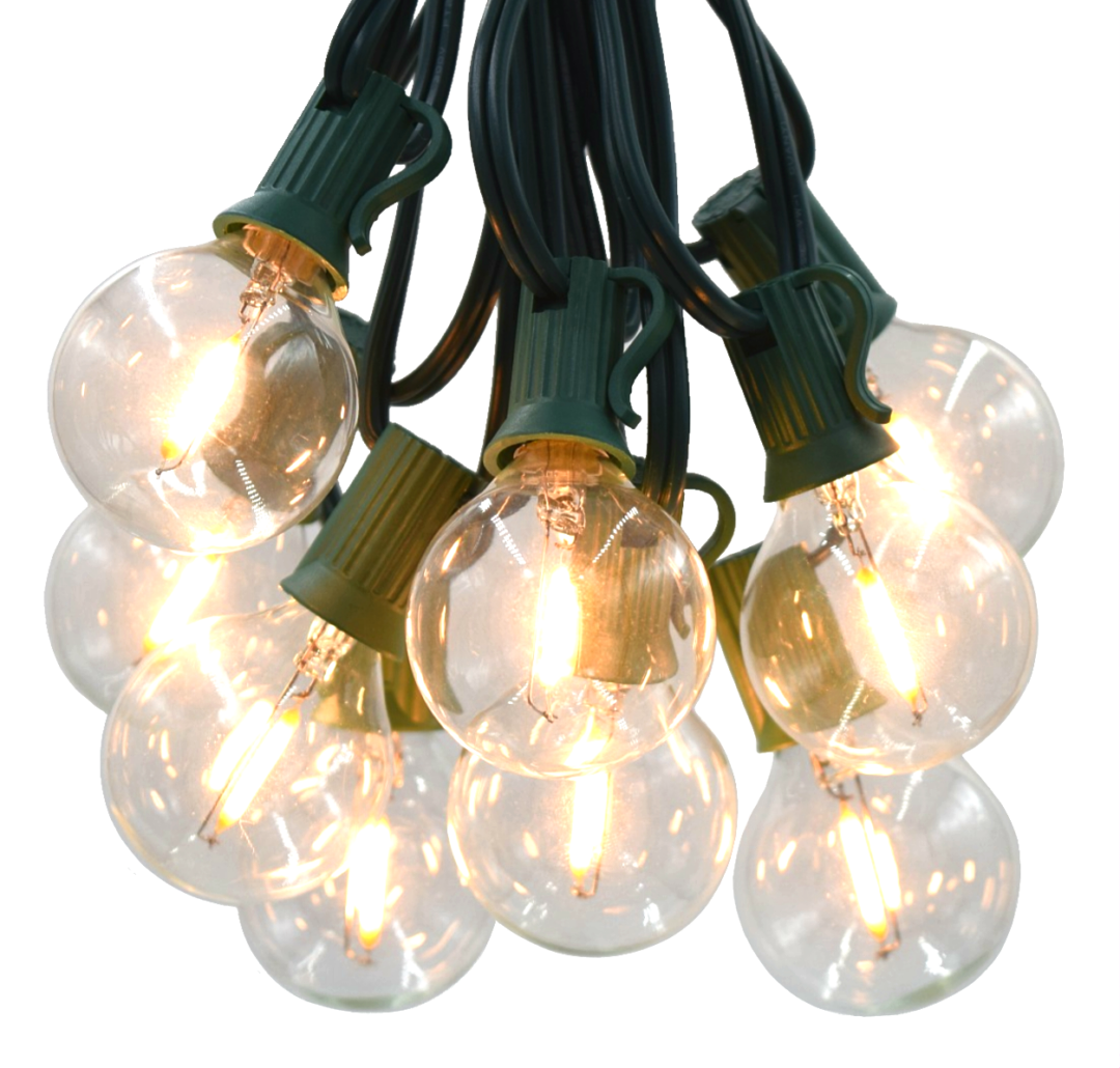 LED G40 Filament Outdoor String Lights with Green Wire