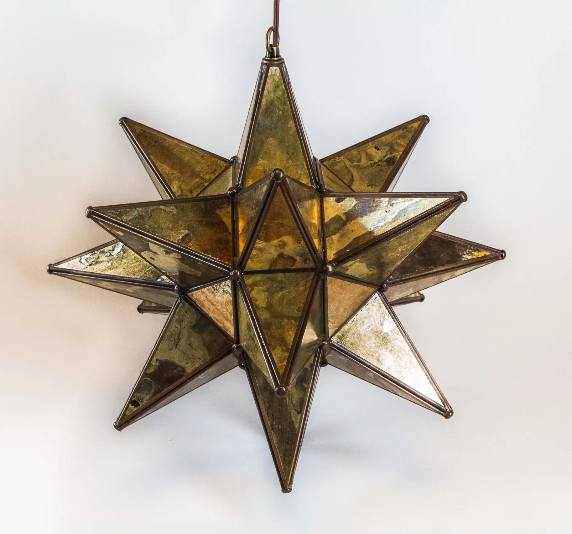 18" Antique Gold Glass Star Lights