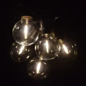 C9 Commercial String Lights with Black Wire and G50 LED Filament Light Bulbs
