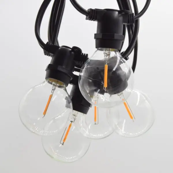 C9 Commercial String Lights with Black Wire and G50 LED Filament Light Bulbs - Image 2