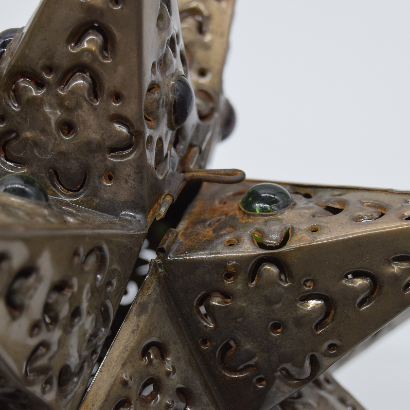 "As Is" 12 Inch Tin Star Light - Flower Cutouts and Marbles(#59) 15% Off! - Image 8