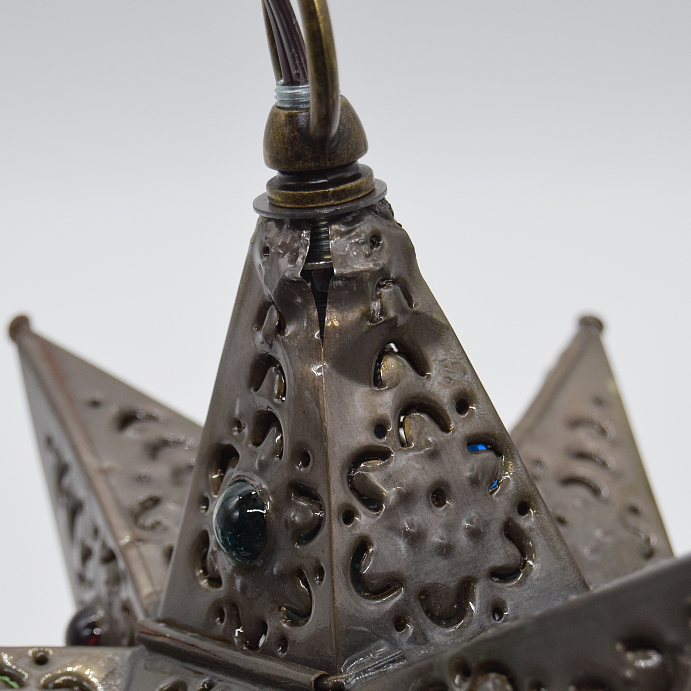 "As Is" 12 Inch Tin Star Light - Flower Cutouts and Marbles(#63) 15% Off! - Image 5