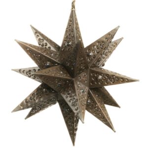 "As Is" 18 Inch Tin Star Light - Flower Cutouts and Marbles (#57) 15% Off!