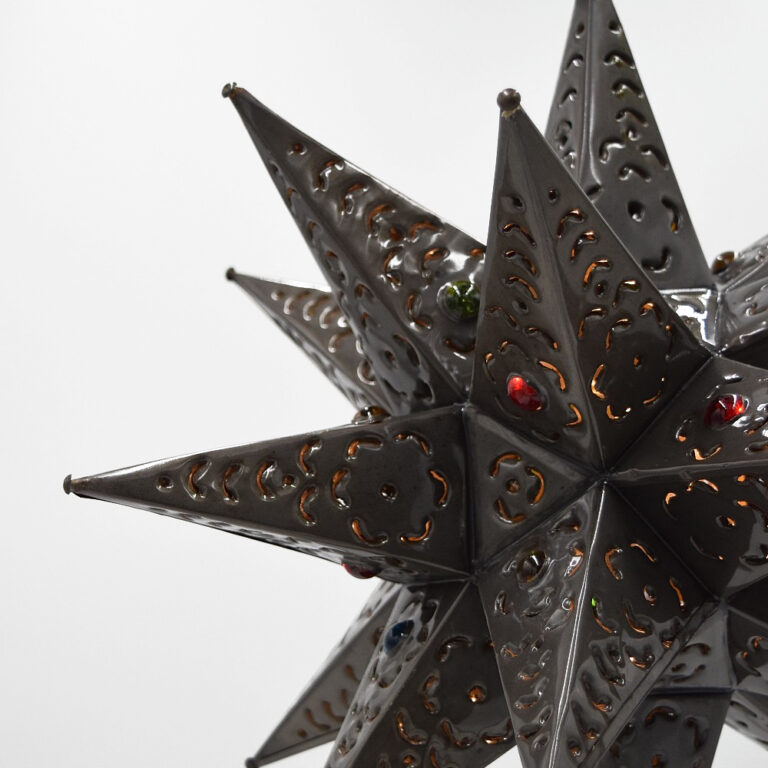 "As Is" 18 Inch Tin Star Light - Flower Cutouts and Marbles (#56) 15% Off! - Image 3