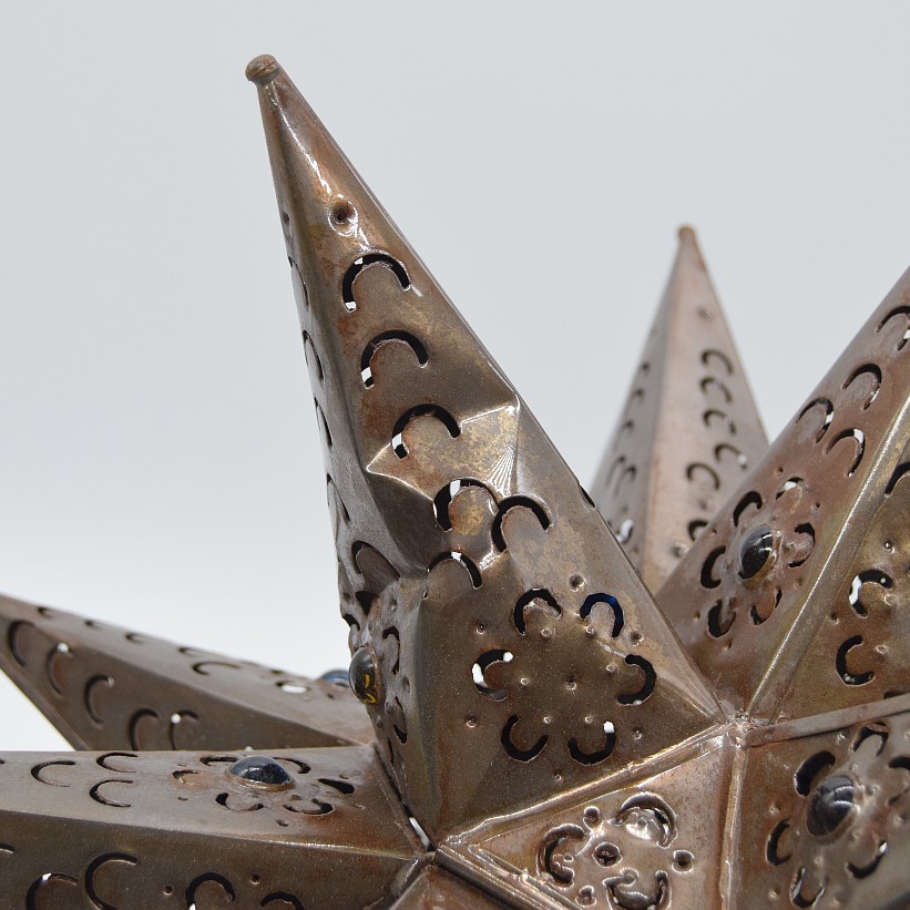 "As Is" 18 Inch Tin Star Light - Flower Cutouts and Marbles (#56) 15% Off! - Image 5