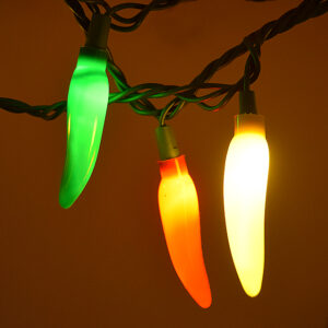 LED Multi-Colored Chili Pepper String Lights with Green Wire