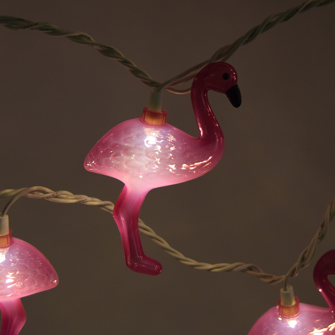 LED Pink Flamingo String Lights with White Wire - Image 2