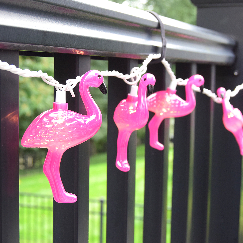 LED Pink Flamingo String Lights with White Wire - Image 4