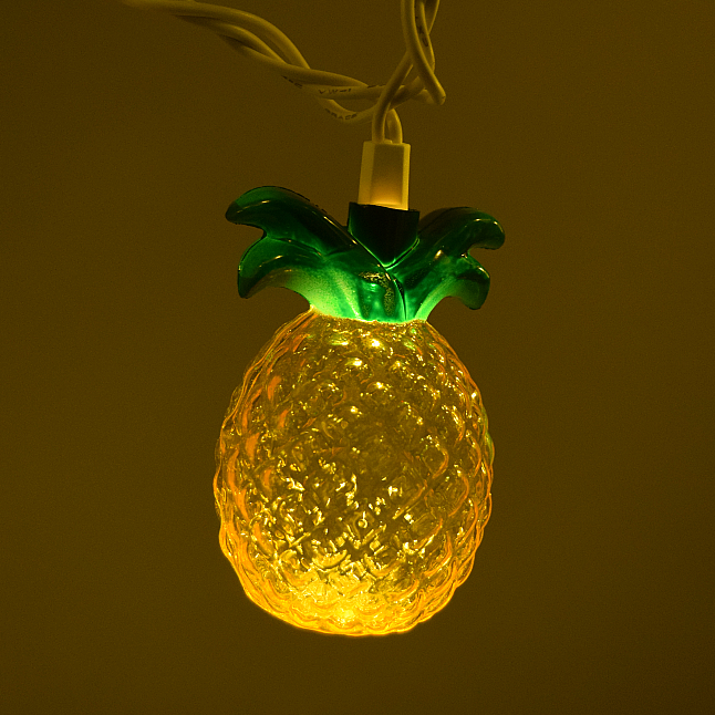 LED Yellow Pineapple String Lights with White Wire - Image 2