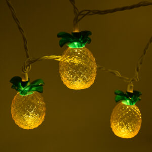 LED Yellow Pineapple String Lights with White Wire