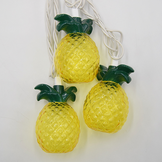 LED Yellow Pineapple String Lights with White Wire - Image 3