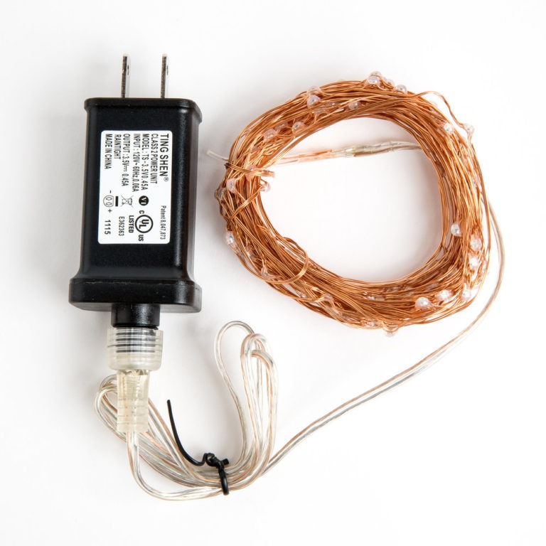 33 Foot - Plug in LED Fairy Lights- 100 Yellow Micro LED Lights on Copper Wire - Clearance - Image 2