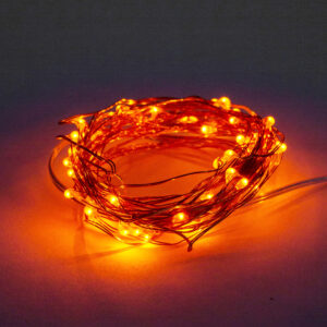 6 Foot - Battery Operated LED Fairy Lights - Waterproof with 20 Orange Micro LED Lights on Copper Wire - Clearance